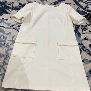 LOFT Cream Mini Dress with Pocket Detail